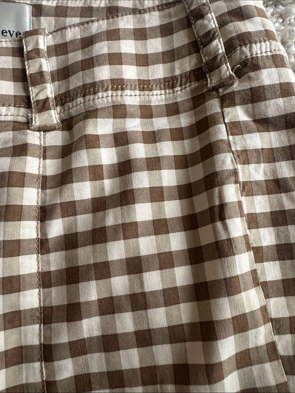 Anthropologie Maeve Margot Kick Flare Brown and Cream Gingham Cropped Pants - Picture 3 of 6